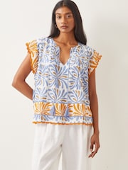 Monsoon Blue Cece Woodblock Print Top - Image 1 of 5