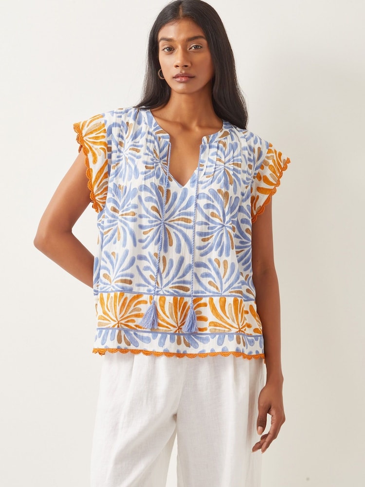 Monsoon Blue Cece Woodblock Print Top - Image 1 of 5