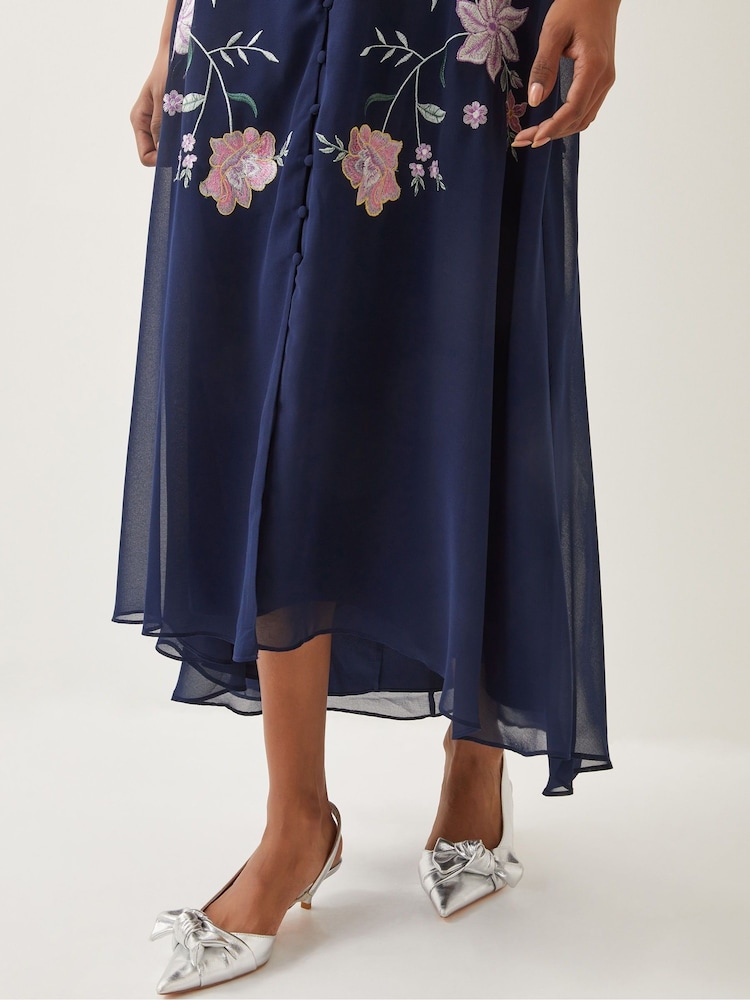 Monsoon Emani Floral Embroidered Midi Tea Dress - Image 4 of 4 Monsoon Emani Floral Embroidered Midi Tea Dress - Image 4 of 4