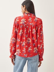 Monsoon Red Sarah Frill Floral Print 100% Cotton Shirt - Image 3 of 4