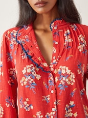 Monsoon Red Sarah Frill Floral Print 100% Cotton Shirt - Image 4 of 4