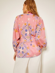 Monsoon Pink Mabel Shell Print 100% Cotton Kaftan Top - Image 2 of 6