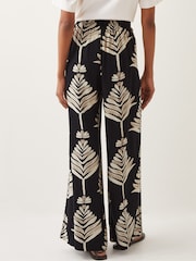 Monsoon Black Pamela Leaf Print Wide Leg Trousers - Image 3 of 4