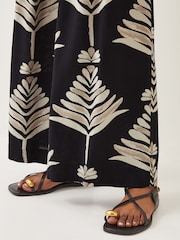 Monsoon Black Pamela Leaf Print Wide Leg Trousers - Image 4 of 4