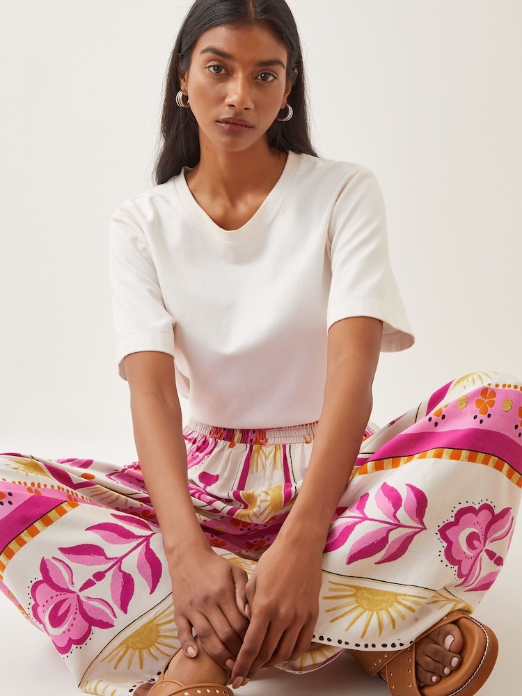 Monsoon Pink Tina Summer Floral Wide Leg Trousers - Image 2 of 4