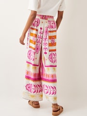 Monsoon Pink Tina Summer Floral Wide Leg Trousers - Image 4 of 4