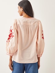 Monsoon Pink Bronte Floral Embroidered 100% Cotton Blouse - Image 3 of 5