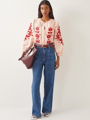 Monsoon Pink Bronte Floral Embroidered 100% Cotton Blouse - Image 5 of 5