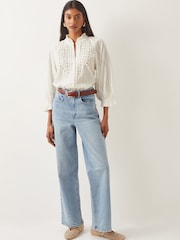 Monsoon Natural Arden Embroidered 100% Cotton Blouse - Image 2 of 4