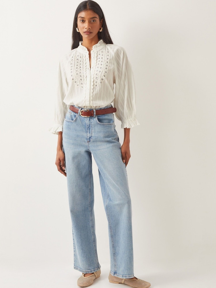 Monsoon Natural Arden Embroidered 100% Cotton Blouse - Image 2 of 4