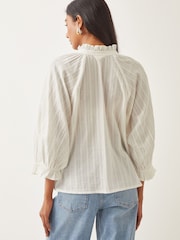Monsoon Natural Arden Embroidered 100% Cotton Blouse - Image 3 of 4
