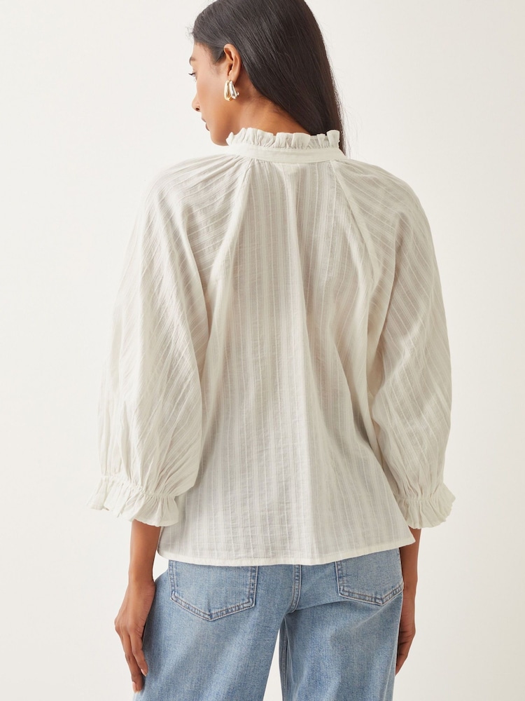 Monsoon Natural Arden Embroidered 100% Cotton Blouse - Image 3 of 4