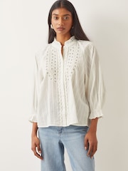 Monsoon Natural Arden Embroidered 100% Cotton Blouse - Image 4 of 4
