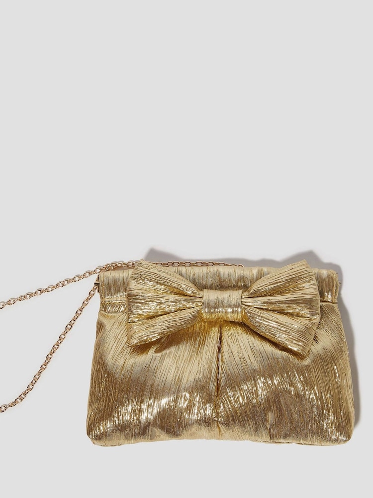 Dorado - Bolso con lazo con diseño plisado de efecto metálico Mila de Monsoon - Imagen 1 de 4