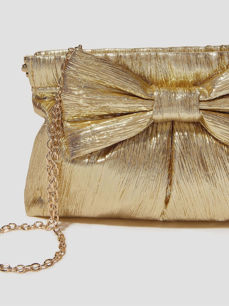 Dorado - Bolso con lazo con diseño plisado de efecto metálico Mila de Monsoon - Imagen 4 de 4