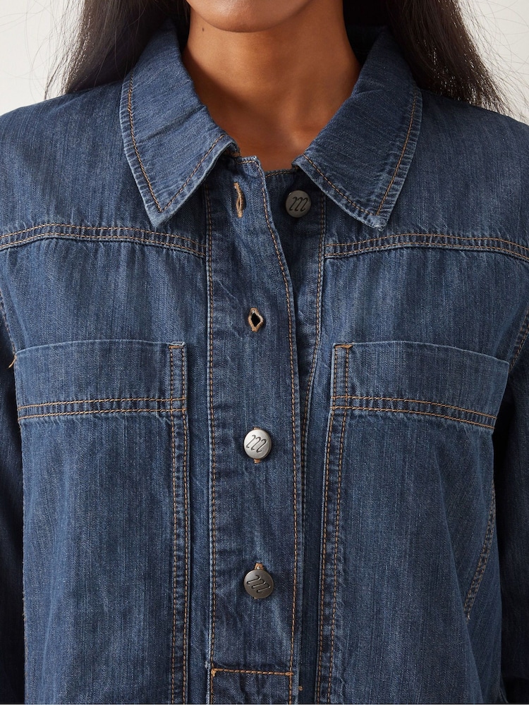 Monsoon Blue Nara Denim Tunic Shirt 100% Cotton Dress - Image 2 of 5