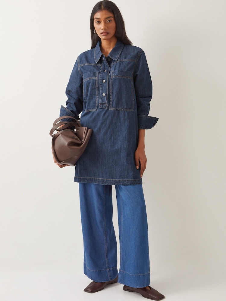 Monsoon Blue Nara Denim Tunic Shirt 100% Cotton Dress - Image 5 of 5