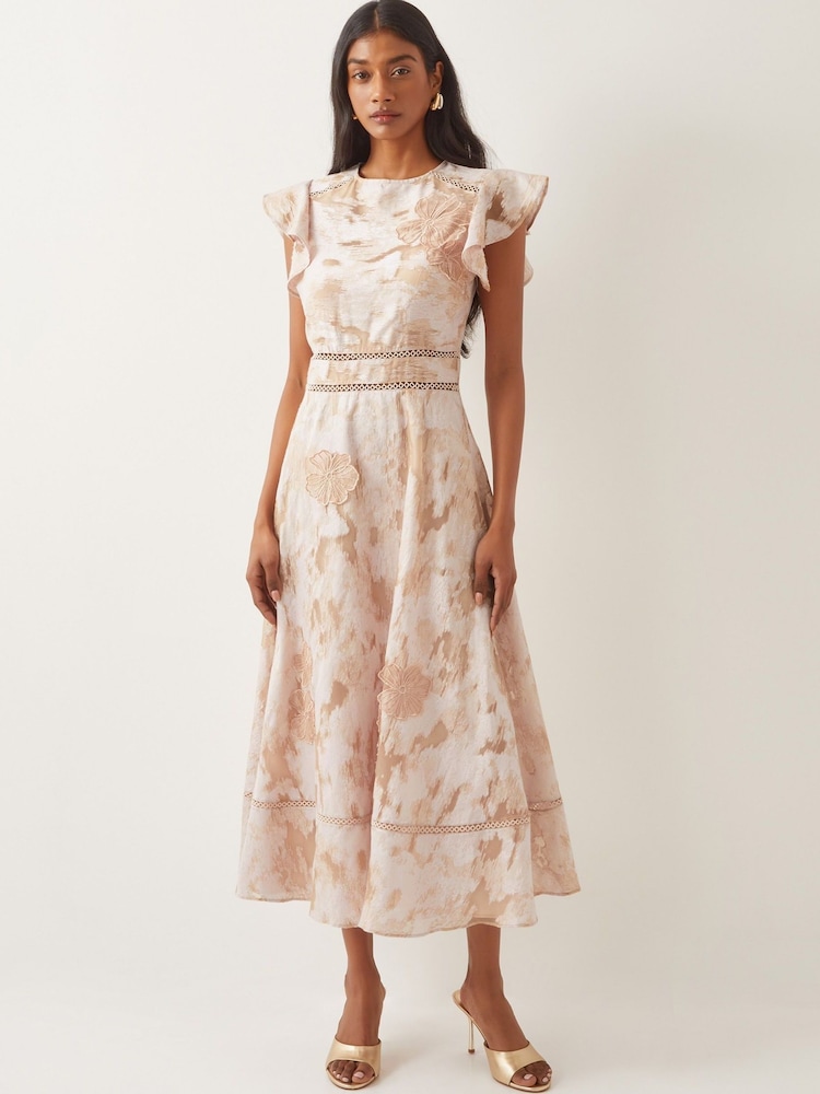 Rosa - Vestido midi de jacquard floral con mangas onduladas Josie de Monsoon - Imagen 1 de 4 Rosa - Vestido midi de jacquard floral con mangas onduladas Josie de Monsoon - Imagen 1 de 4