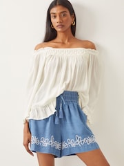 Monsoon White Bryony Off-The-Shoulder Frill Top - Image 1 of 4