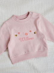 My 1st Years Personalised Floral Bee 100% Cotton Sweatshirt - Image 1 of 1