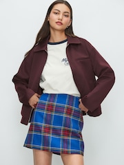 Blue/Red Check Mini Skirt With Wool - Image 1 of 5