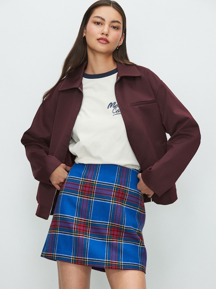 Blue/Red Check Mini Skirt With Wool - Image 1 of 5