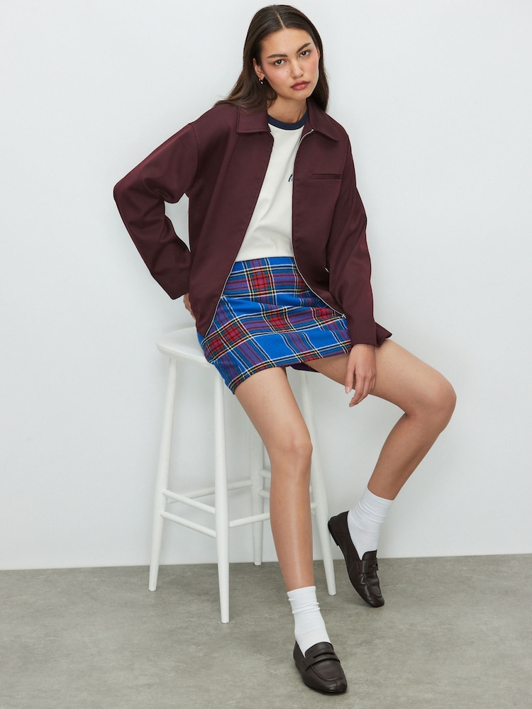 Blue/Red Check Mini Skirt With Wool - Image 2 of 5