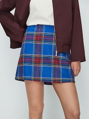 Blue/Red Check Mini Skirt With Wool - Image 3 of 5