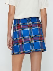 Blue/Red Check Mini Skirt With Wool - Image 4 of 5