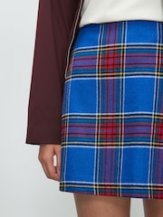 Blue/Red Check Mini Skirt With Wool - Image 5 of 5