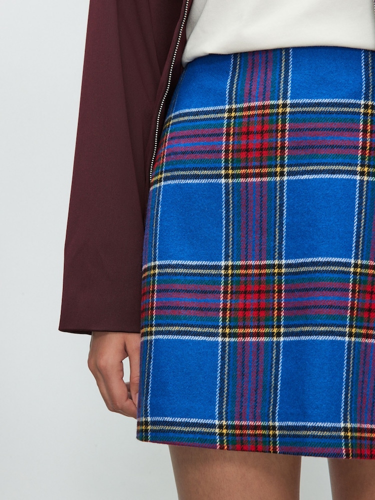 Blue/Red Check Mini Skirt With Wool - Image 5 of 5