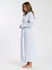Loungeable Blue Waffle 100% Cotton Robe - Image 5 of 5