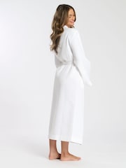 Loungeable White Maxi Length Waffle Kimono 100% Cotton Robe - Image 2 of 5