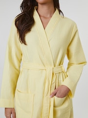 Loungeable Yellow 100% Cotton Waffle Robe - Image 5 of 5