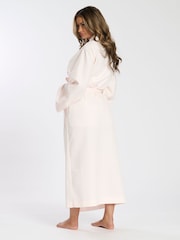 Loungeable Pink Maxi Length Waffle Kimono 100% Cotton Robe - Image 5 of 5