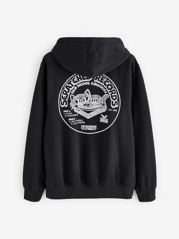 Vans Mens Scratched Records Pullover Black Hoodie - Image 2 of 2