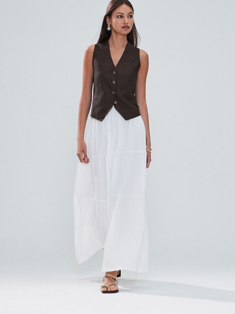 White Tiered Maxi Skirt - Image 2 of 6