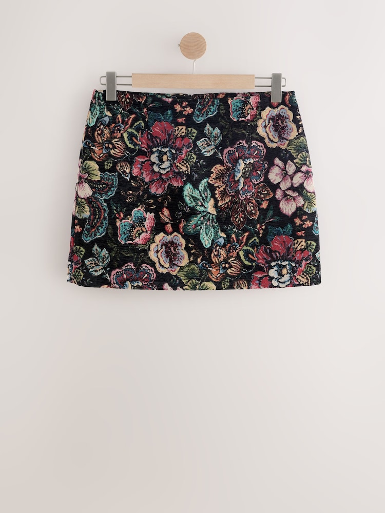 Preto - Mini Tapestry Jacquard Skirt - Imagem 1 de 1