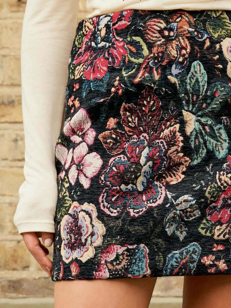Jupe Courte NEXT – Motif Tapisserie Papillons Et Fleurs – Taille 18 – Multicolore – Neuf Avec étiquettes