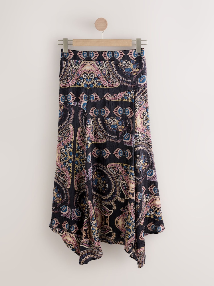 Estampado de fular - Crinkle Satin Asymetric Midi Skirt - Imagen 1 de 3
