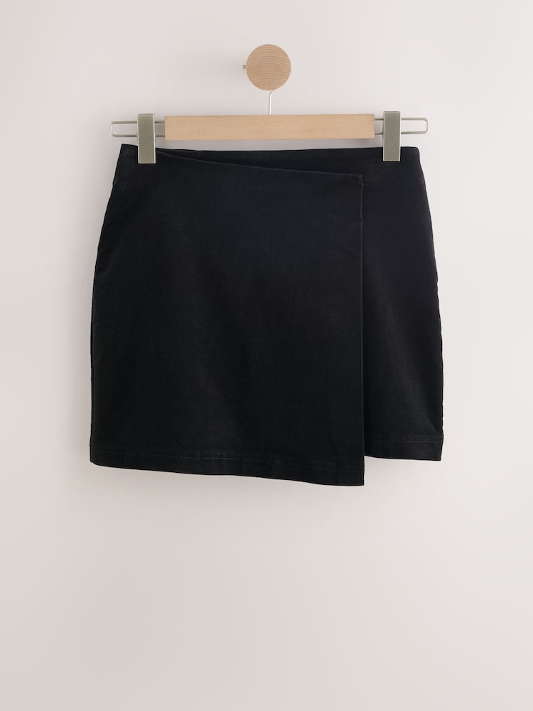 Preto - Mini saia wrap com cordão - Imagem 1 de 3