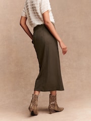 Khaki Green Suedette Pencil Skirt - Image 3 of 7