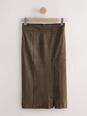 Khaki Green Suedette Pencil Skirt - Image 5 of 7