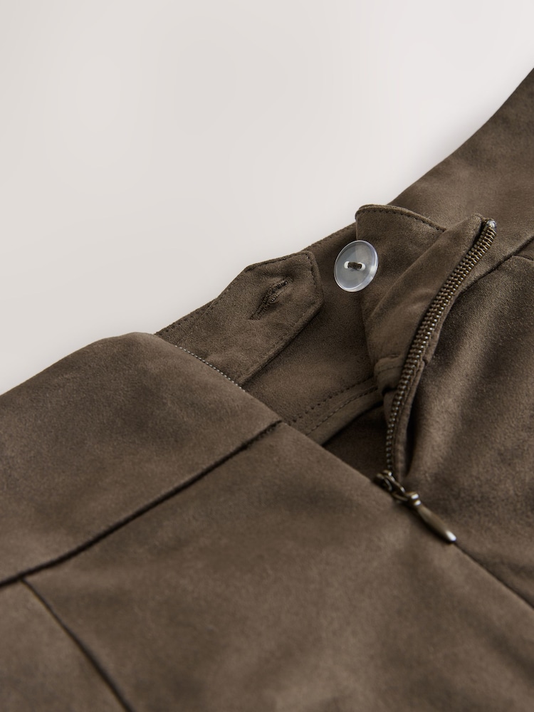 Khaki Green Suedette Pencil Skirt - Image 7 of 7