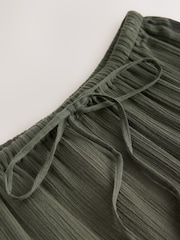 Khaki Green Boho Tiered Midi Skirt - Image 3 of 3