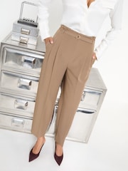 Friends Like These Neutral Tapered Belted Tailored Trousers - Image 1 of 4