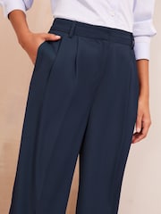 Friends Like These Navy Blue Premium Elastic Back Tailored Wide Leg Trousers - Image 3 of 5