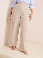 Friends Like These Neutral Curve Premium Elastic Back Tailored Wide Leg Trousers - Image 1 of 4