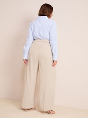 Friends Like These Neutral Curve Premium Elastic Back Tailored Wide Leg Trousers - Image 4 of 4