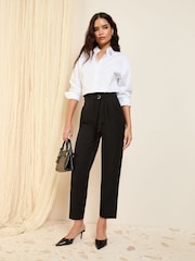 Friends Like These Black Petite Tapered Belted Tailored Trousers - Image 1 of 5